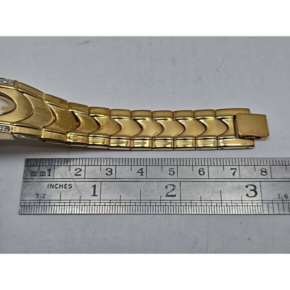 Jules Jurgensen Women Gold Tone Diamond Accent MOP Dial Quartz Watch New Battery